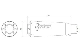 Silencieux MIVV universel X-M1 acier inoxydable noir - Côté droit