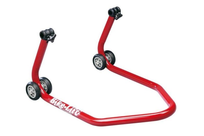 Béquille de stand arrière universelle BIKE LIFT rouge avec supports caoutchouc en "L"- RS-17