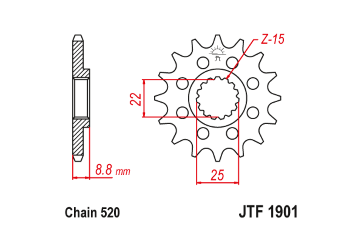 Pignon JT SPROCKETS acier standard 1901 - 520