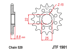 Pignon JT SPROCKETS acier standard 1901 - 520