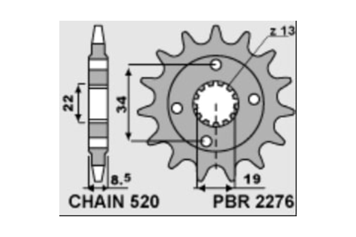 Pignon PBR acier standard 2276 - 520