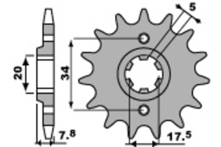 Pignon PBR acier standard 279 - 520