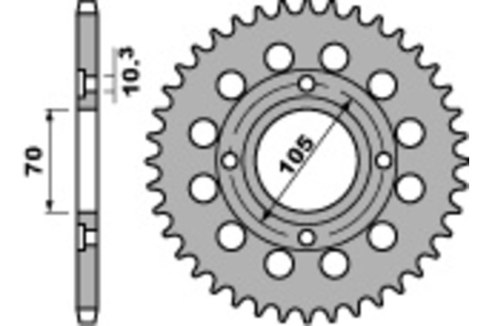 Pignon PBR acier standard 278 - 530