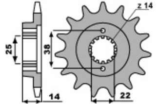 Pignon PBR acier standard 497 - 530