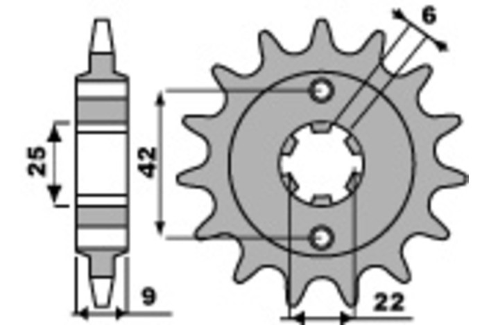 Pignon PBR acier standard 276 - 520