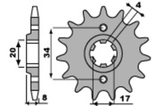 Pignon PBR acier standard 267 - 520