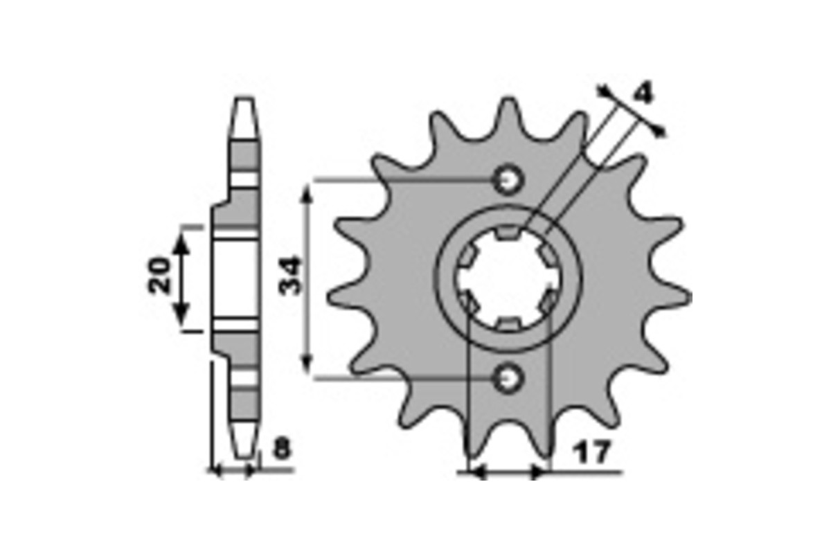 Pignon PBR acier standard 267 - 520