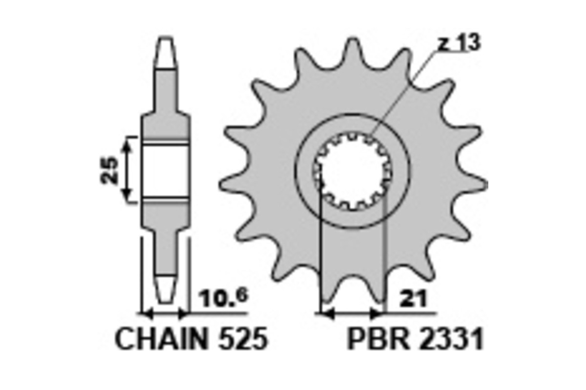 Pignon PBR acier standard 2331 - 525