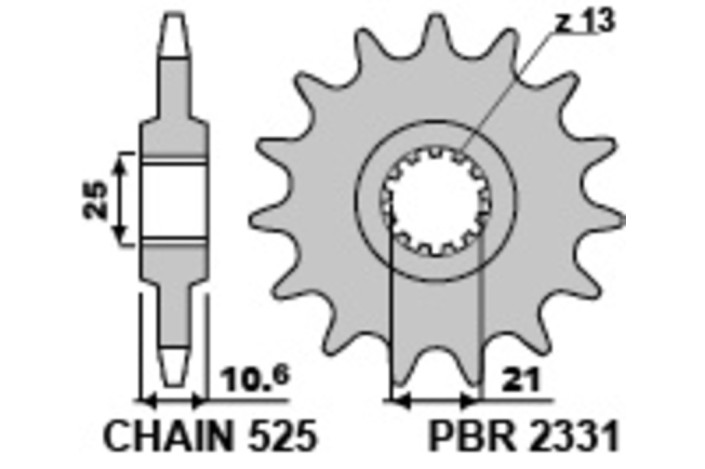 Pignon PBR acier standard 2331 - 525