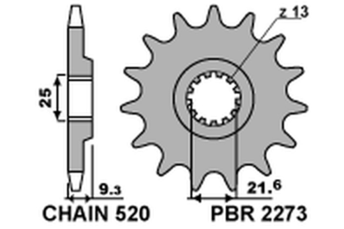 Pignon PBR acier standard 2273 - 520