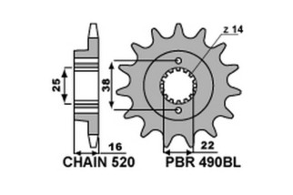 Pignon PBR acier standard 490BL - 520