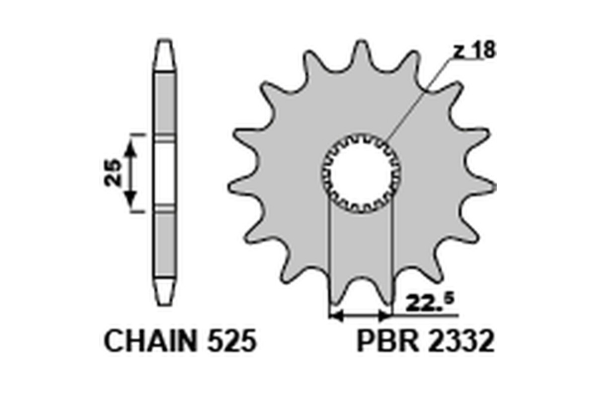 Pignon PBR acier standard 2332 - 525