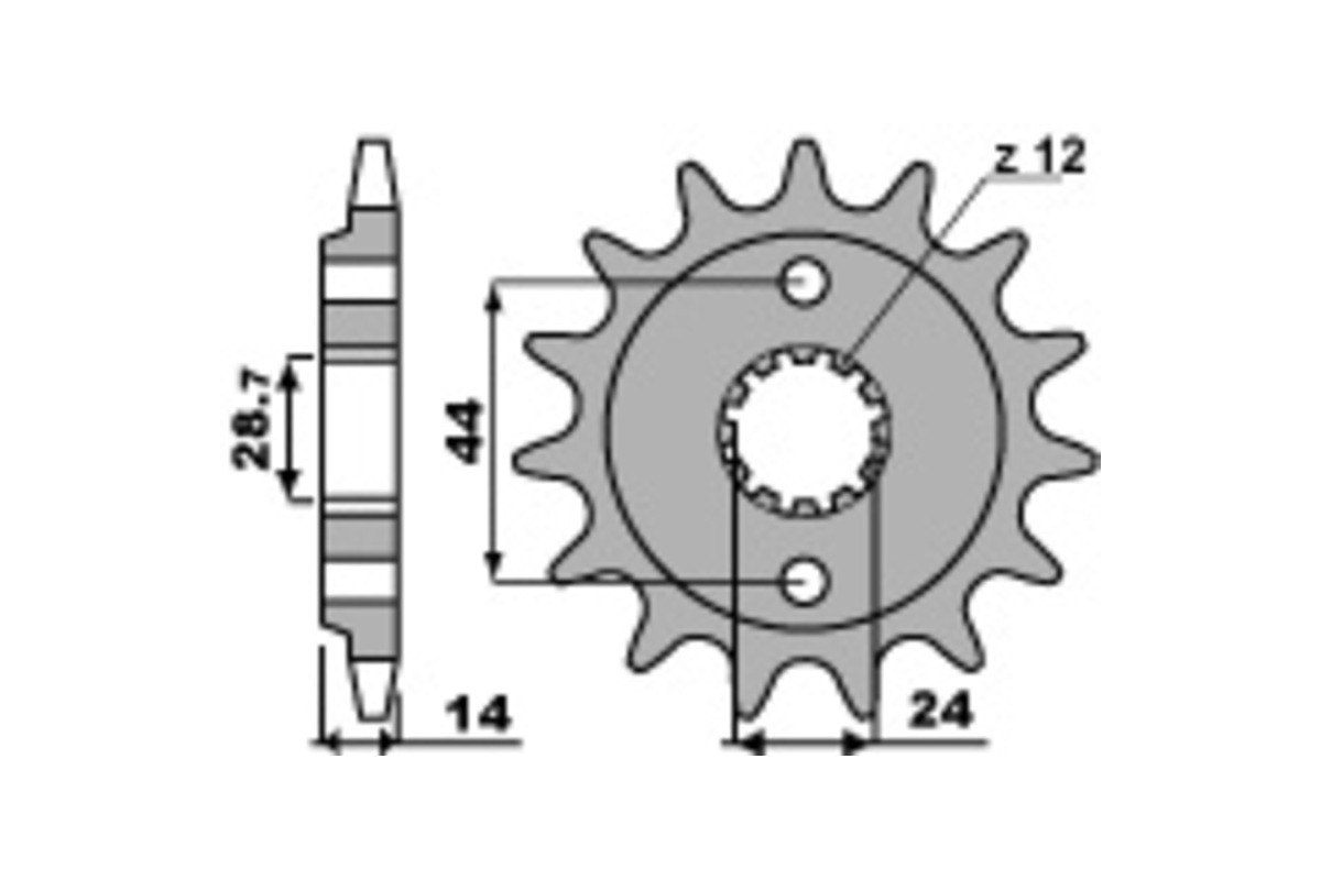 Pignon PBR acier standard 348 - 525