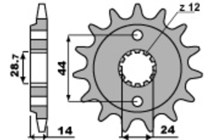 Pignon PBR acier standard 348 - 525