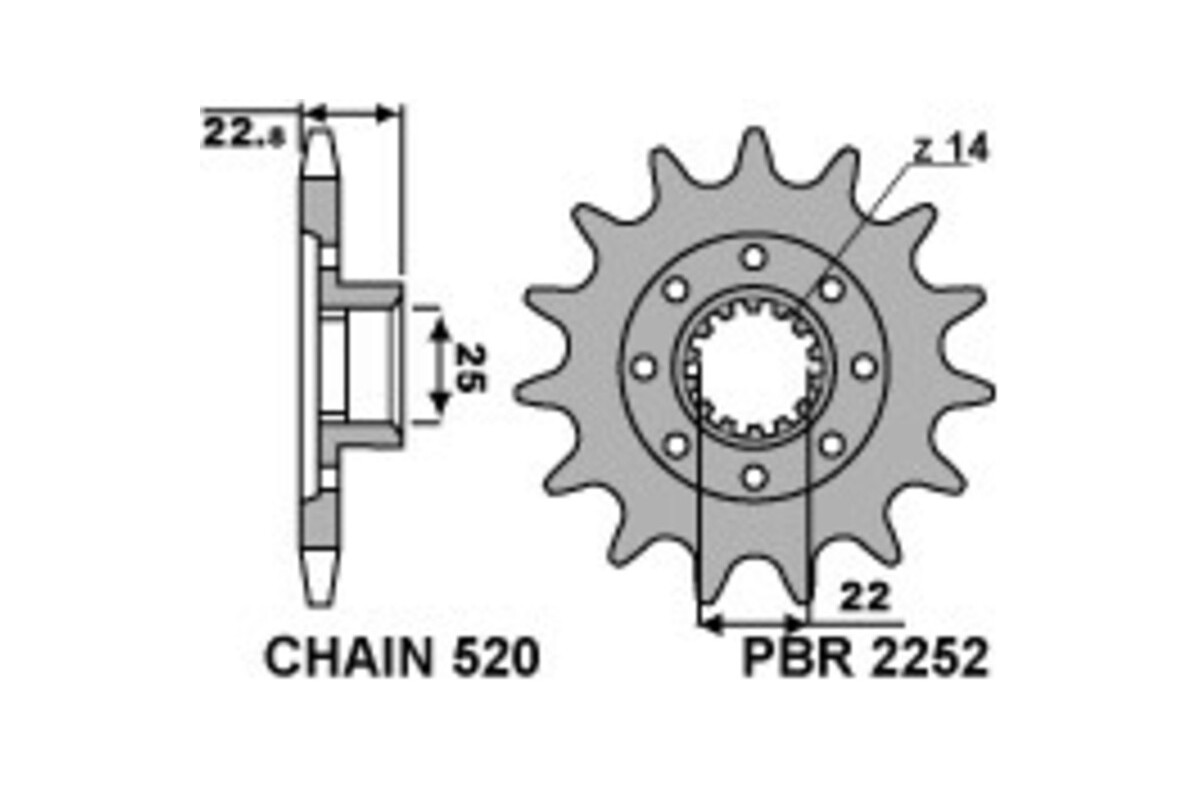 Pignon PBR acier standard 2252 - 520