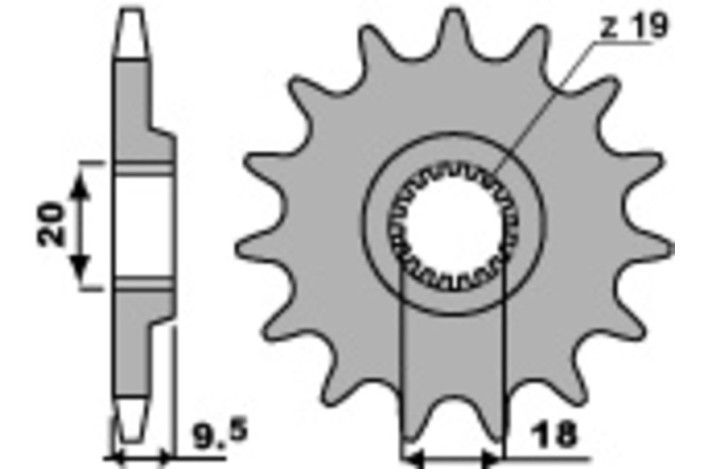 Pignon PBR acier standard 333 - 520