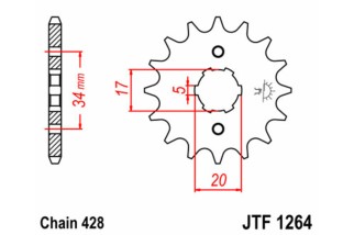 Pignon JT SPROCKETS acier standard 1264 - 428