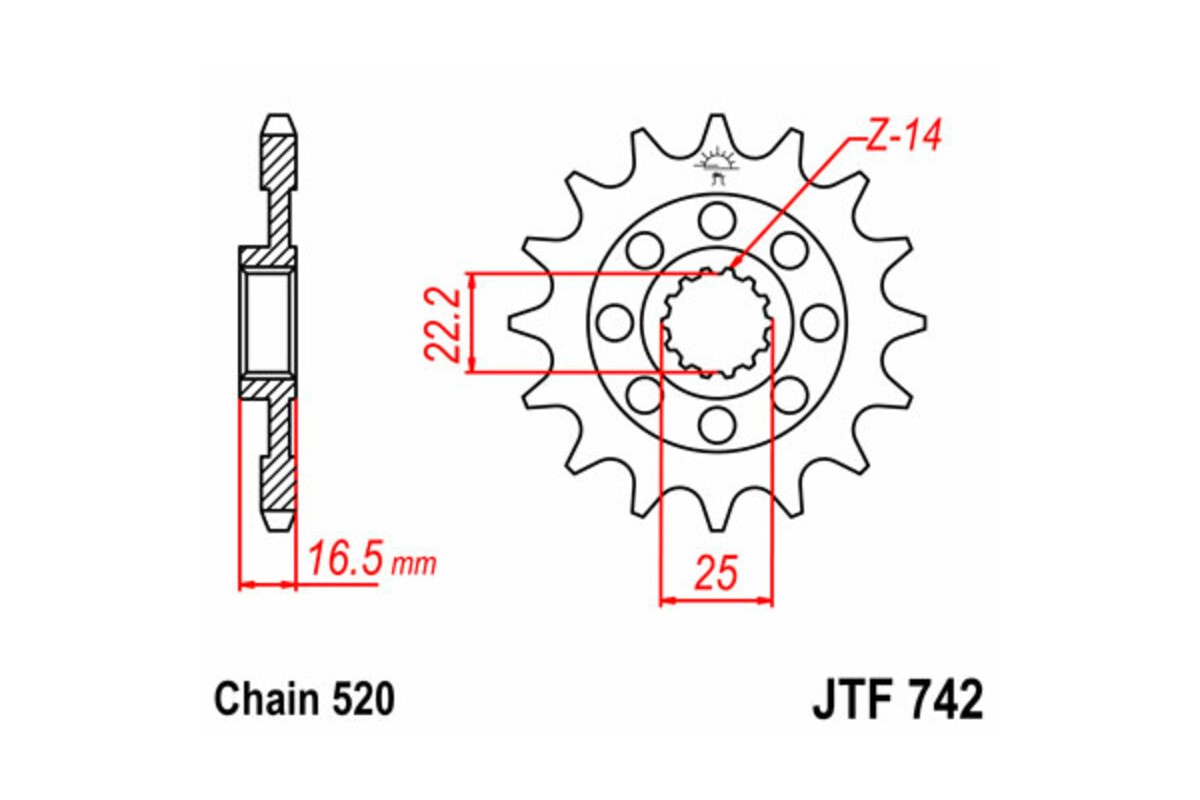 Pignon JT SPROCKETS acier standard 742 - 520
