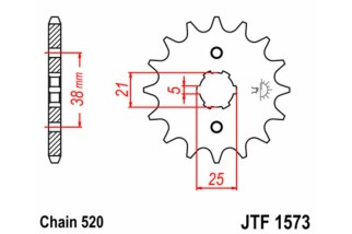 Pignon JT SPROCKETS acier standard 1573 - 520