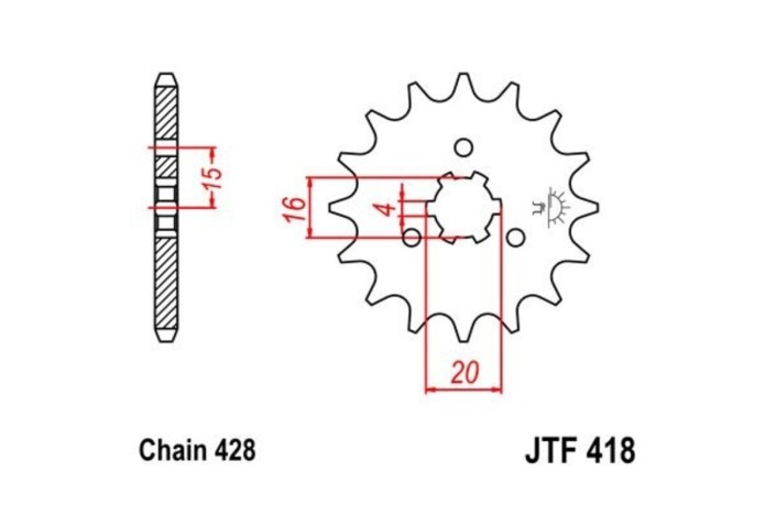 Pignon JT SPROCKETS acier standard 418 - 428