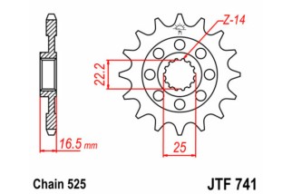Pignon JT SPROCKETS acier standard 741 - 525