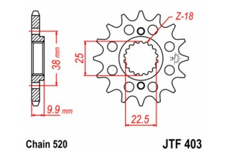 Pignon JT SPROCKETS acier standard 403 - 520
