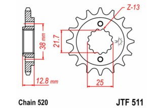 Pignon JT SPROCKETS acier standard 511 - 520