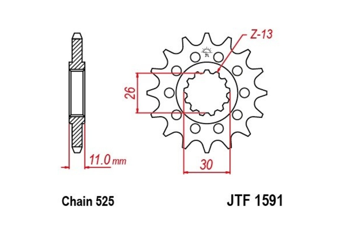 Pignon JT SPROCKETS acier anti-bruit 1591 - 525