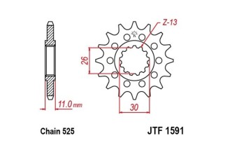 Pignon JT SPROCKETS acier anti-bruit 1591 - 525