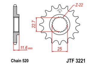 Pignon JT SPROCKETS acier standard 3221 - 520