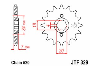 Pignon JT SPROCKETS acier standard 329 - 520