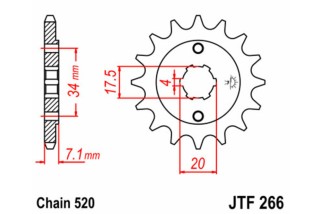 Pignon JT SPROCKETS acier standard 266 - 520