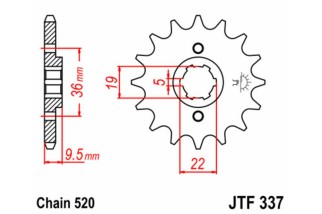 Pignon JT SPROCKETS acier standard 337 - 520