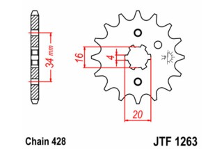 Pignon JT SPROCKETS acier standard 1263 - 428