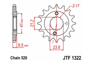 Pignon JT SPROCKETS acier standard 1322 - 520