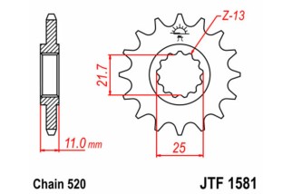 Pignon JT SPROCKETS acier standard 1581 - 520
