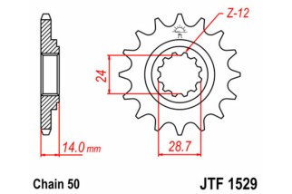 Pignon JT SPROCKETS acier standard 1529 - 525