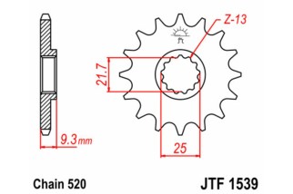 Pignon JT SPROCKETS acier standard 1539 - 520