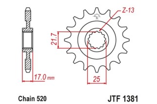 Pignon JT SPROCKETS acier anti-bruit 1381 - 520