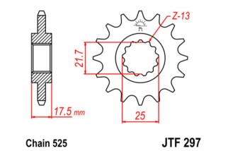 Pignon JT SPROCKETS acier standard 297 - 525
