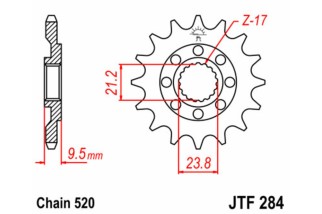 Pignon JT SPROCKETS acier standard 284 - 520