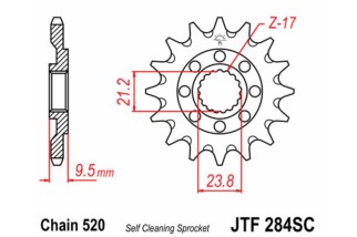 Pignon JT SPROCKETS acier anti-boue 284 - 520