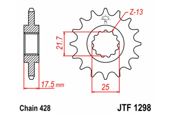 Pignon JT SPROCKETS acier standard 1298 - 428