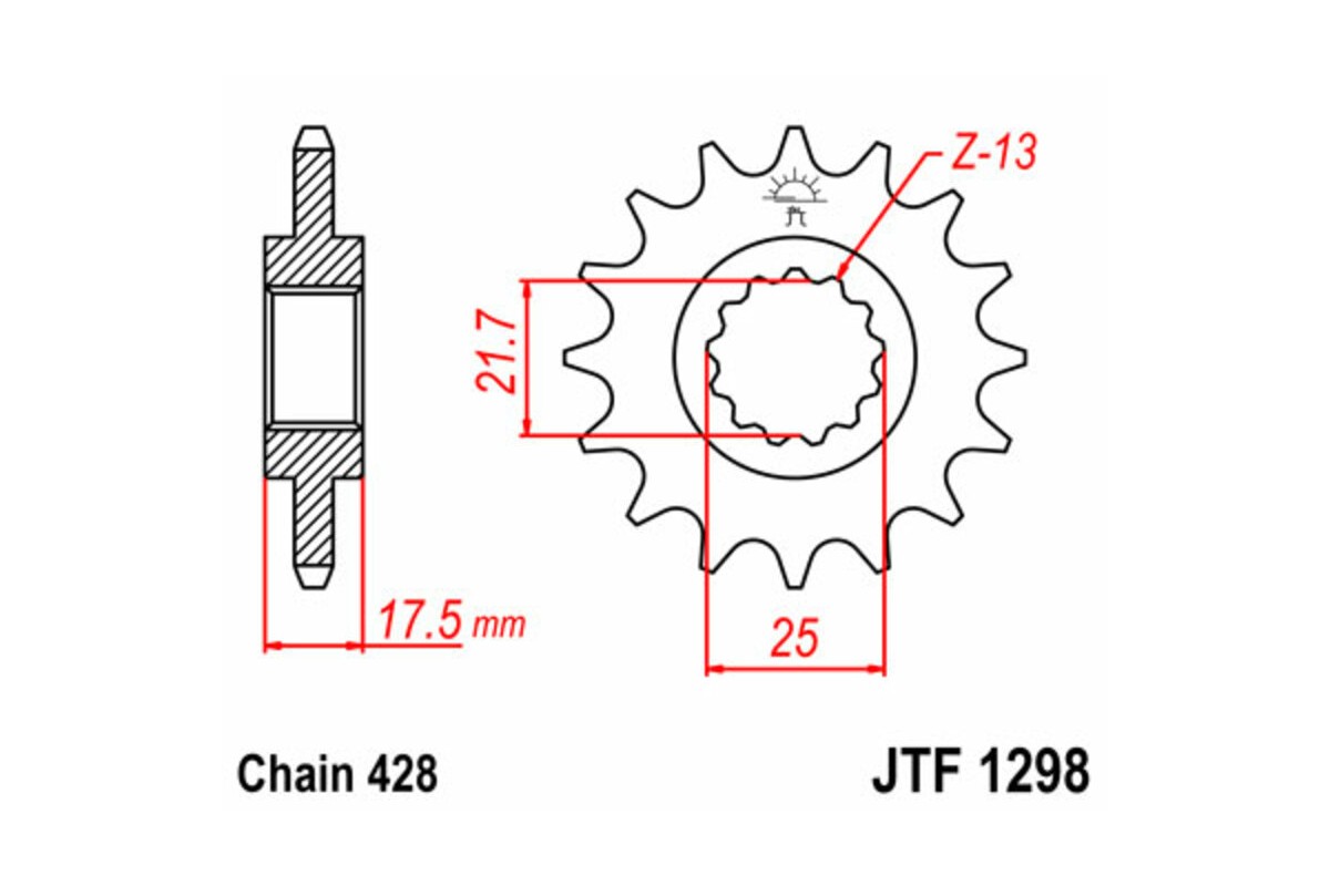 Pignon JT SPROCKETS acier standard 1298 - 428