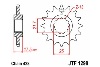 Pignon JT SPROCKETS acier standard 1298 - 428