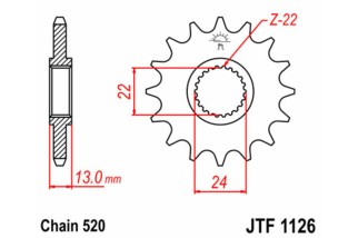 Pignon JT SPROCKETS acier standard 1126 - 520