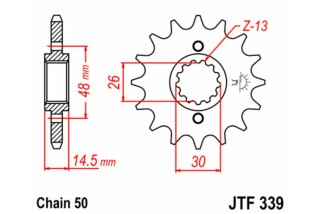 Pignon JT SPROCKETS acier standard 339 - 530