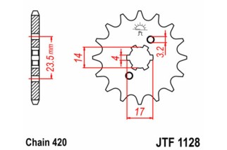 Pignon JT SPROCKETS acier standard 1128 - 420