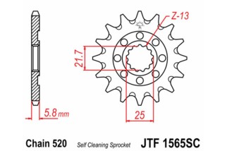 Pignon JT SPROCKETS acier anti-boue 1565 - 520