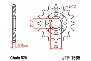Pignon JT SPROCKETS acier standard 1565 - 520